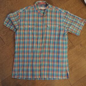 90's Halstone Short Sleeve Button Closure Checkered Polo Multicolor Mens Size 8
